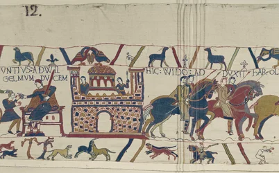 Graaf Guy brengt graaf Harold naar Willem, hertog van Normandië, Tapijt van Bayeux